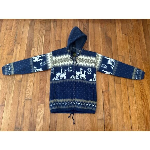 Tejidos Ruminahui Other - Tejidos Ruminahui Blue White Alpaca Hoodie Zip Sweater Jacket Unisex Kids size 8